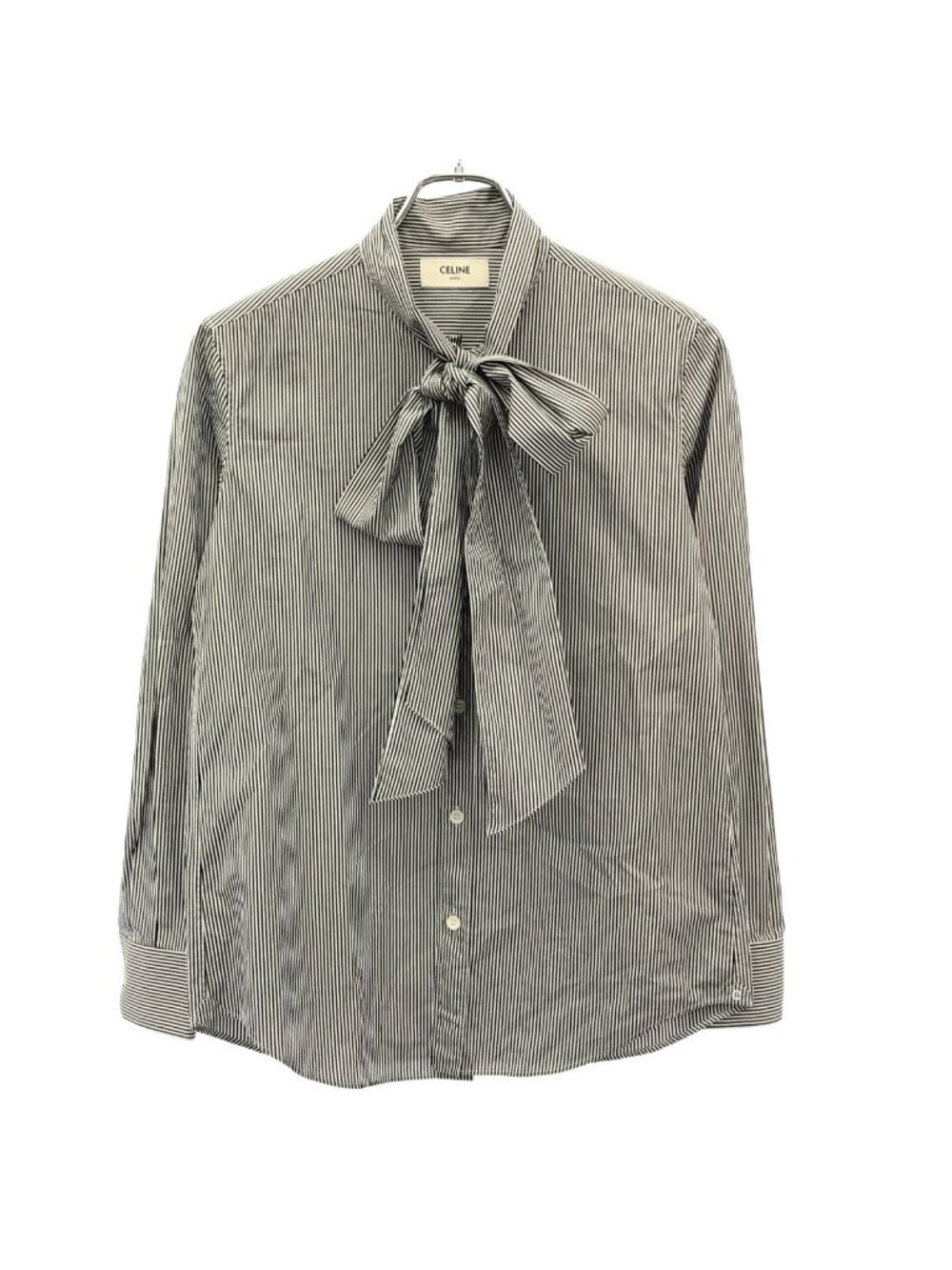 Celine Striped Bowtie Shirt Black White 36